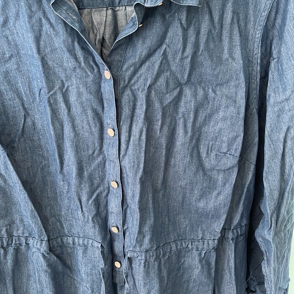 Calvin Klein Chambray Drawstring Shirtdress - Picture 3 of 4